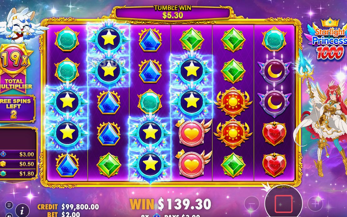 Free Spins startar på lila stjärnfältsrullar
